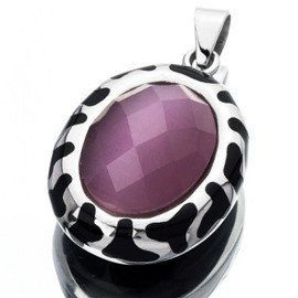 Zawieszka z Różowym Kamieniem Stal Szlachetna