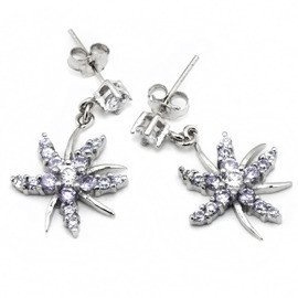 Kolczyki Srebrne Rozgwiazda z Liliowymi Cyrkoniami