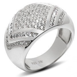 Obrączka Srebrna Wysadzana Białymi Cyrkoniami