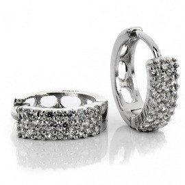 Kolczyki Srebrne Wysadzane Białymi Cyrkoniami