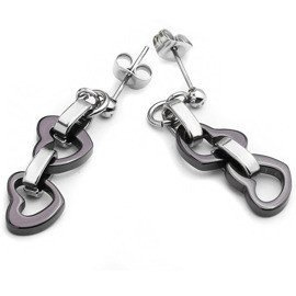 Kolczyki Serca Czarna Ceramika i Stal Chirurgiczna