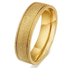 Złota Piaskowana Obrączka ze Stali Chirurgicznej