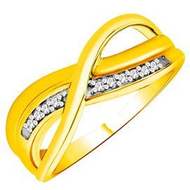 Złota Obrączka 375 Przeplatana z Brylantami