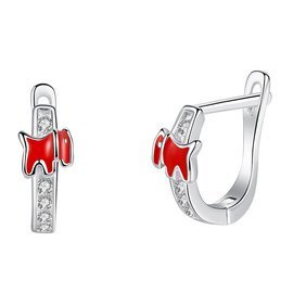 Srebrne Kolczyki z Czerwonym Pieskiem