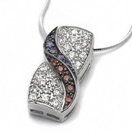 Srebrny Wisiorek z Białymi i Czarnymi Cyrkoniami