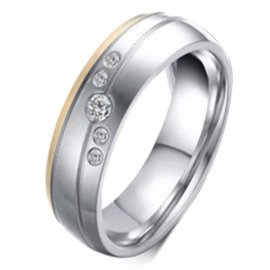 Obrączka z Cyrkoniami Stal Szlachetna Duokolor