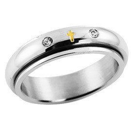 Obrączka ze Stali Chirurgicznej Złoty Krzyż