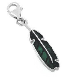 Srebrna Przywieszka Charms Zielony Liść