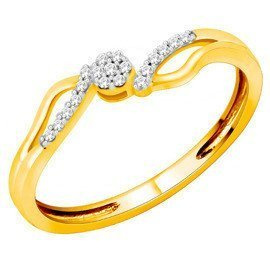 Pierścionek Złoty Wysadzany Brylantami 0.08ct