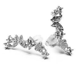 Srebrne Kolczyki Wysadzane Białymi Cyrkoniami