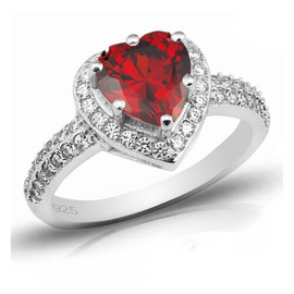 Pierścionek Srebrny z Czerwonym Sercem