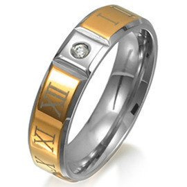 Złota Obrączka Znaki Rzymskie Stal Szlachetna