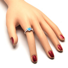 Srebrny Pierścionek Serce z Opalem i Cyrkonią