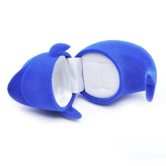 Pudełko na Pierścionek Wisiorek Niebieski Delfin