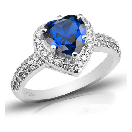 Pierścionek Srebrny z Szafirowym Sercem