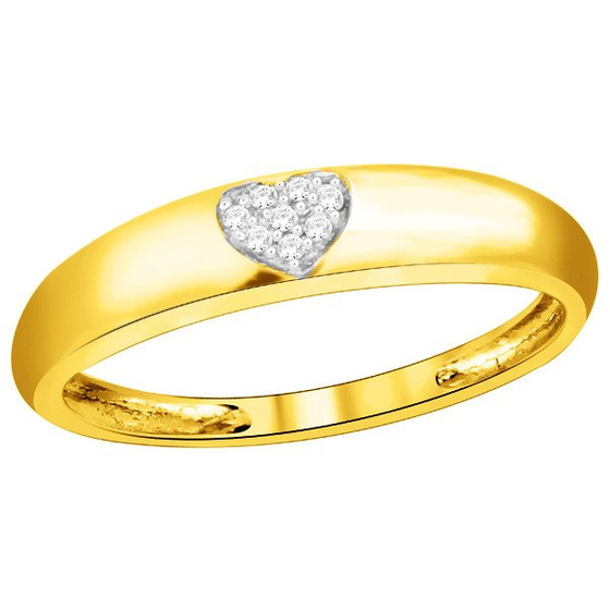 Złota Obrączka Zaręczynowa 585 Serce z Brylantami