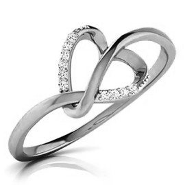 Pierścionek Białe Złoto 585 Serce z Brylantami