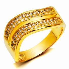 Srebrny Pierścionek Pokryty Złotem z Cyrkoniami