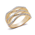 Złota Szeroka Obrączka Srebrna z Cyrkoniami