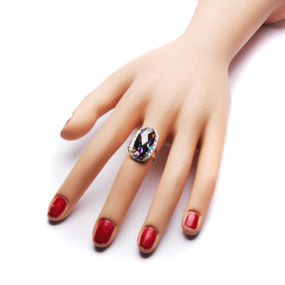 Srebrny Pierścionek z Dużym Kamieniem Multikolor