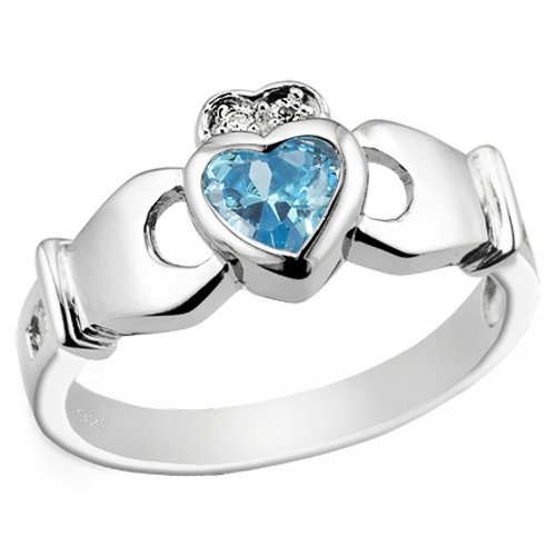 Pierścionek Srebrny Błękitne Serce w Koronie