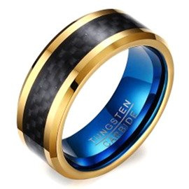 Czarno Złota Obrączka z Wolframu