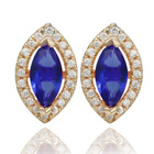 Złote Kolczyki ze Srebra z Szafirowymi Cyrkoniami