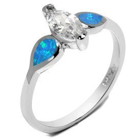 Srebrny Pierścionek z Opalem i Cyrkoniami