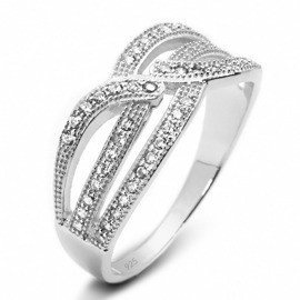 Pierścionek Srebrny Przeplataniec z Cyrkoniami