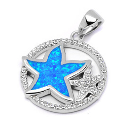 Srebrna Zawieszka Rozgwiazda z Opalem i Cyrkoniami
