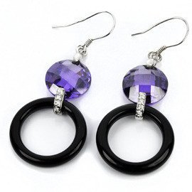 Kolczyki Srebrne Koła z Czarną Ceramiką